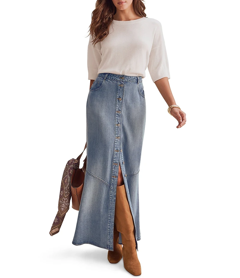 Splendid Lounge Denim Maxi Skirt