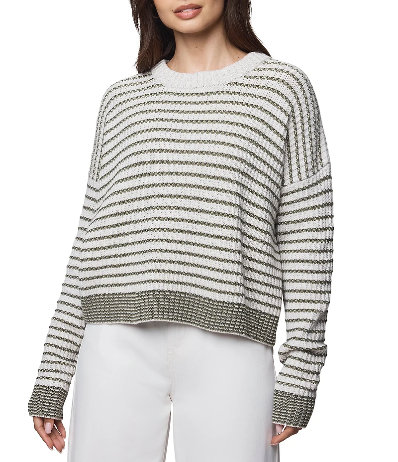 Splendid Lucy Knit Stripe Round Neck Long Sleeve Sweater