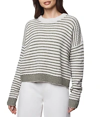 Splendid Lucy Knit Stripe Round Neck Long Sleeve Sweater