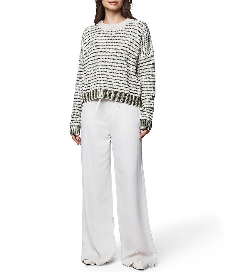 Splendid Lucy Knit Stripe Round Neck Long Sleeve Sweater