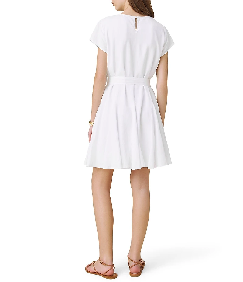 Splendid Lydia Linen Round Neck Short Sleeve Mini Dress