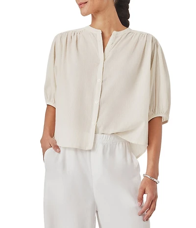 Splendid Madelyn Round Neck Short Sleeve Blouse
