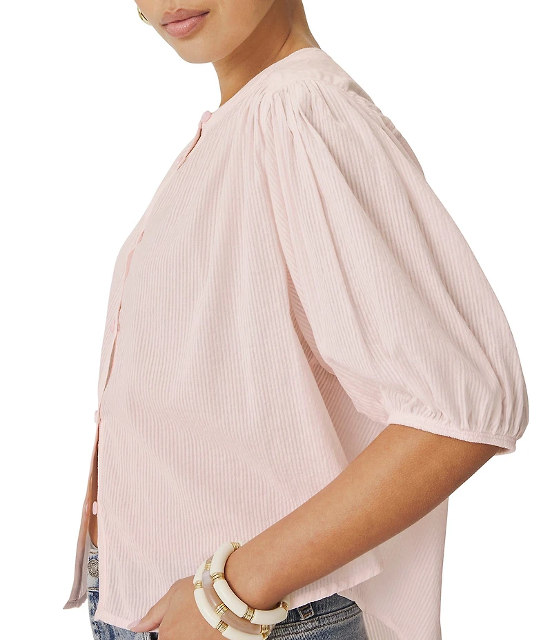 Splendid Madelyn Round Neck Short Sleeve Blouse