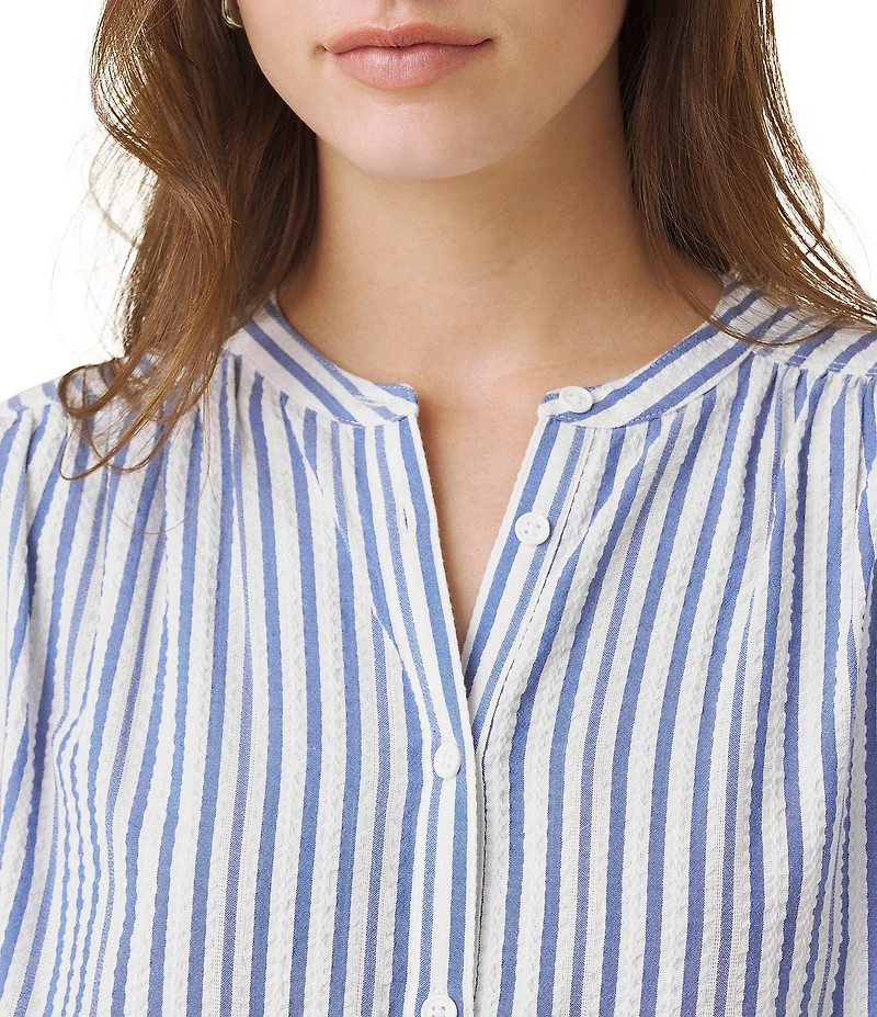 Splendid Madelyn Stripe Crew Neck Elbow Puff Sleeve Coordinating Blouse