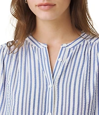 Splendid Madelyn Stripe Crew Neck Elbow Puff Sleeve Coordinating Blouse
