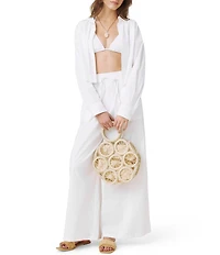 Splendid Mallory Poplin Elastic Waist Palazzo Pants