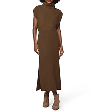 Splendid Marigold Knit Turtleneck Cap Sleeve A-Line Midi Dress