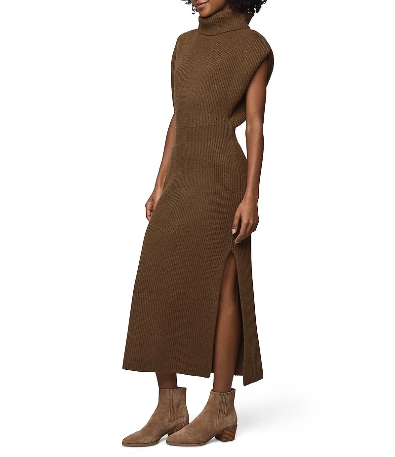 Splendid Marigold Knit Turtleneck Cap Sleeve A-Line Midi Dress