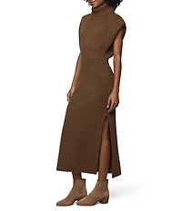 Splendid Marigold Knit Turtleneck Cap Sleeve A-Line Midi Dress