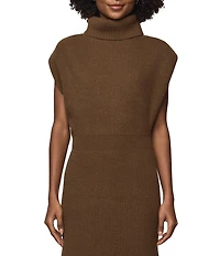 Splendid Marigold Knit Turtleneck Cap Sleeve A-Line Midi Dress