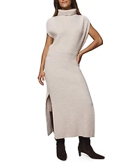 Splendid Marigold Knit Turtleneck Cap Sleeve A-Line Midi Dress