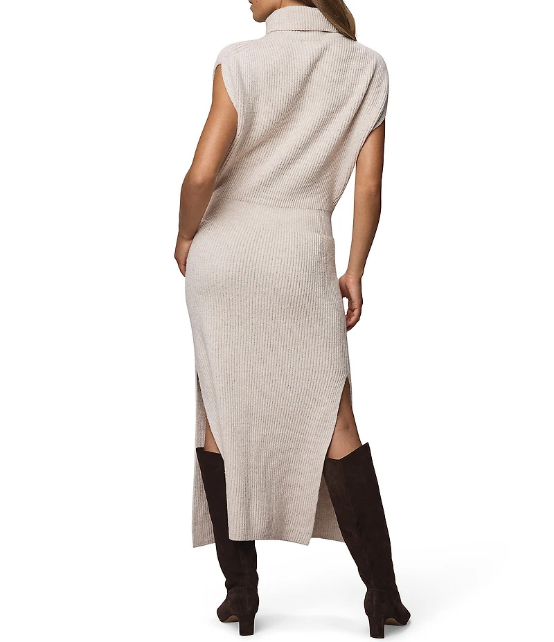 Splendid Marigold Knit Turtleneck Cap Sleeve A-Line Midi Dress