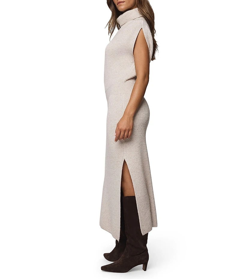 Splendid Marigold Knit Turtleneck Cap Sleeve A-Line Midi Dress