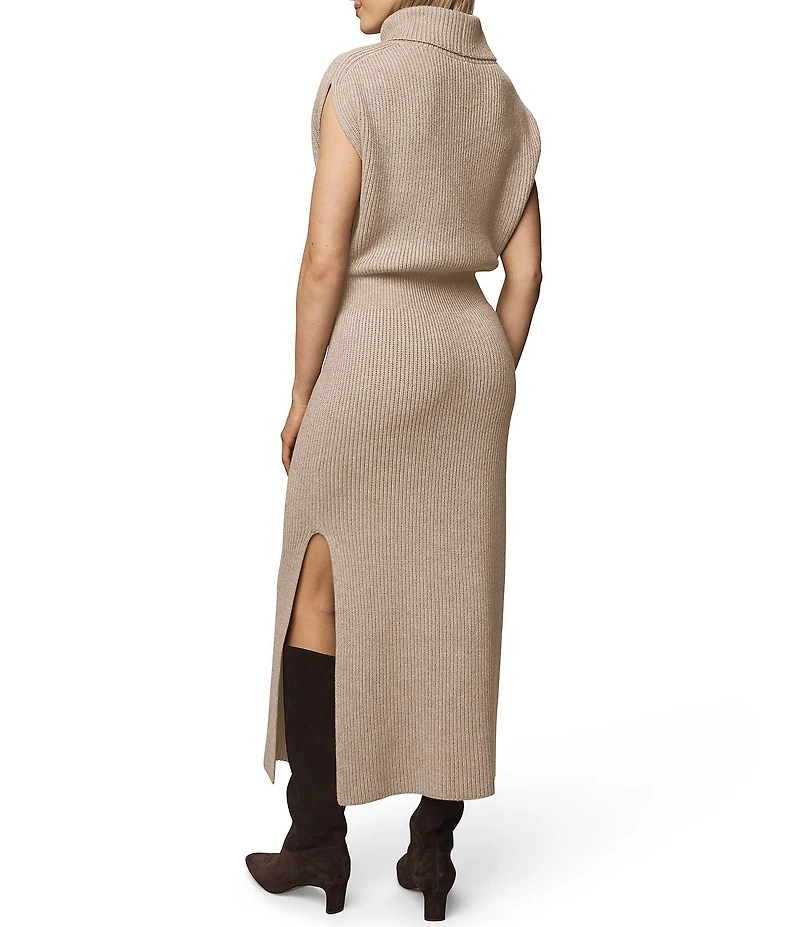Splendid Marigold Knit Turtleneck Cap Sleeve A-Line Midi Dress