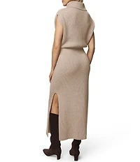 Splendid Marigold Knit Turtleneck Cap Sleeve A-Line Midi Dress