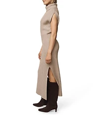 Splendid Marigold Knit Turtleneck Cap Sleeve A-Line Midi Dress