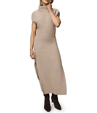 Splendid Marigold Knit Turtleneck Cap Sleeve A-Line Midi Dress