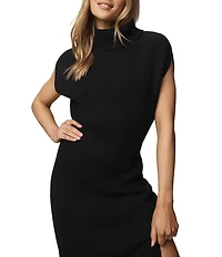 Splendid Marigold Knit Turtleneck Cap Sleeve A-Line Midi Dress