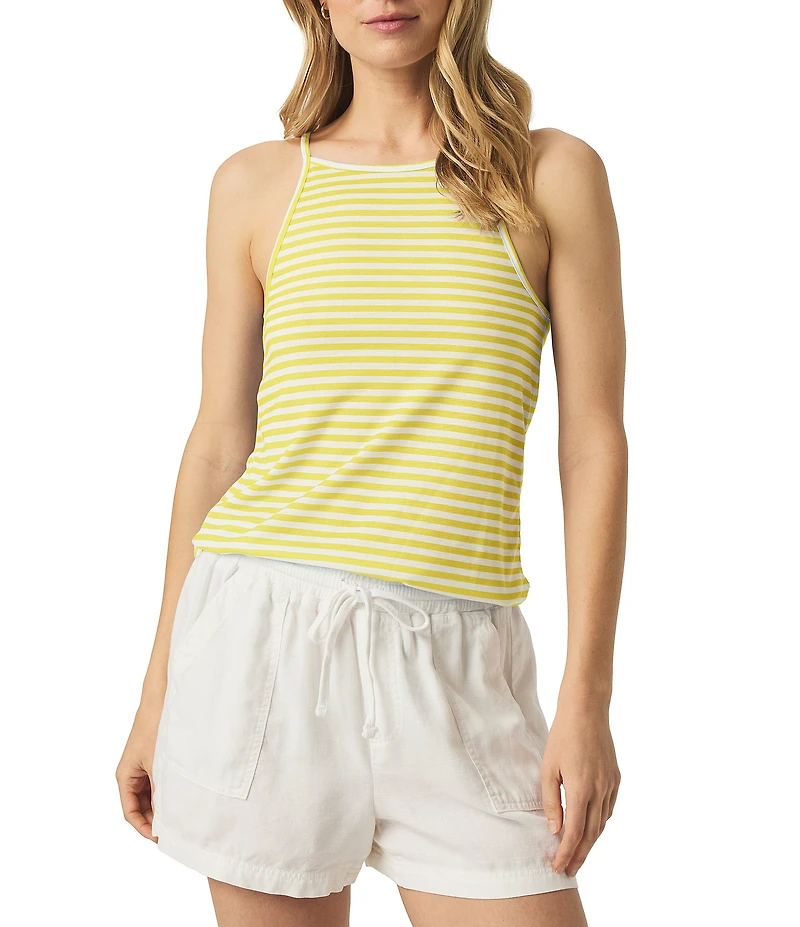 Splendid Marina Knit Stripe Print Crew Neck Sleeveless Tank