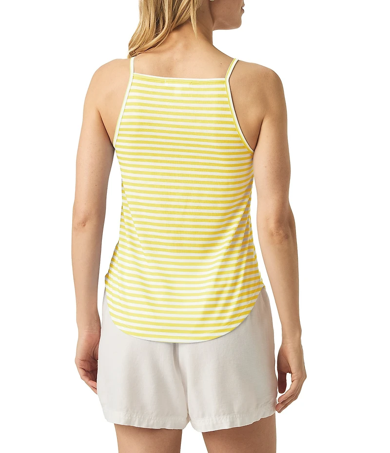 Splendid Marina Knit Stripe Print Crew Neck Sleeveless Tank