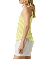 Splendid Marina Knit Stripe Print Crew Neck Sleeveless Tank