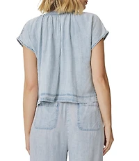 Splendid Meadow Split V-Neck Short Sleeve Blouse