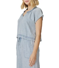 Splendid Meadow Split V-Neck Short Sleeve Blouse