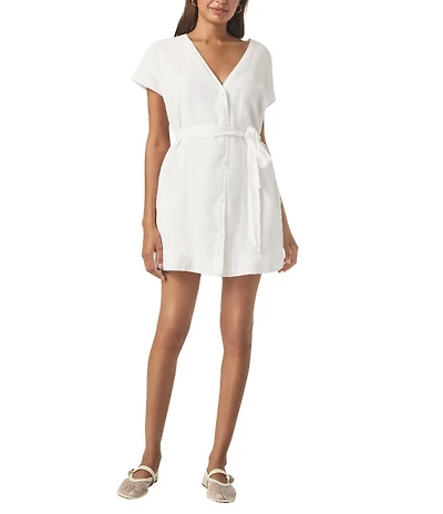 Splendid Melanie Knit V-Neck Short Sleeve Shirt Dress