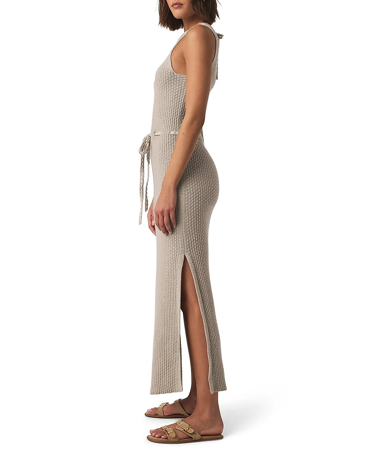 Splendid Micah Pointelle Knit Halter Neck Sleeveless Sheath Midi Dress