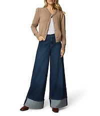 Splendid Montana Cashmere Blend Knit Round Neck Long Sleeve Embellished Cardigan