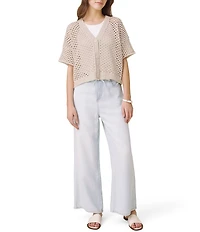 Splendid Nova Pointelle Knit V-Neck Short Sleeve Cardigan