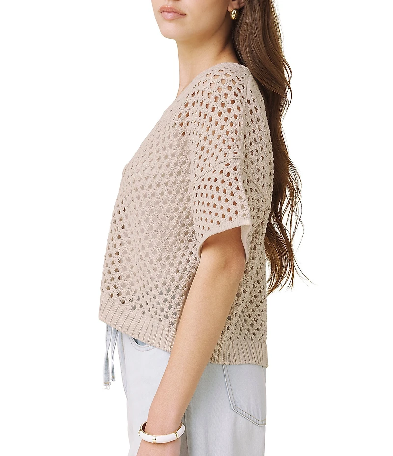Splendid Nova Pointelle Knit V-Neck Short Sleeve Cardigan