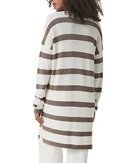 Splendid Octavia Knit Stripe Print Shaw Collar Long Sleeve Cardigan