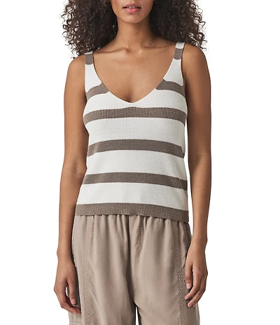 Splendid Octavia Woven Stripe V-Neck Sleeveless Tank Top