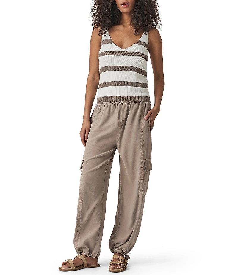 Splendid Octavia Woven Stripe V-Neck Sleeveless Tank Top