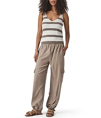 Splendid Octavia Woven Stripe V-Neck Sleeveless Tank Top
