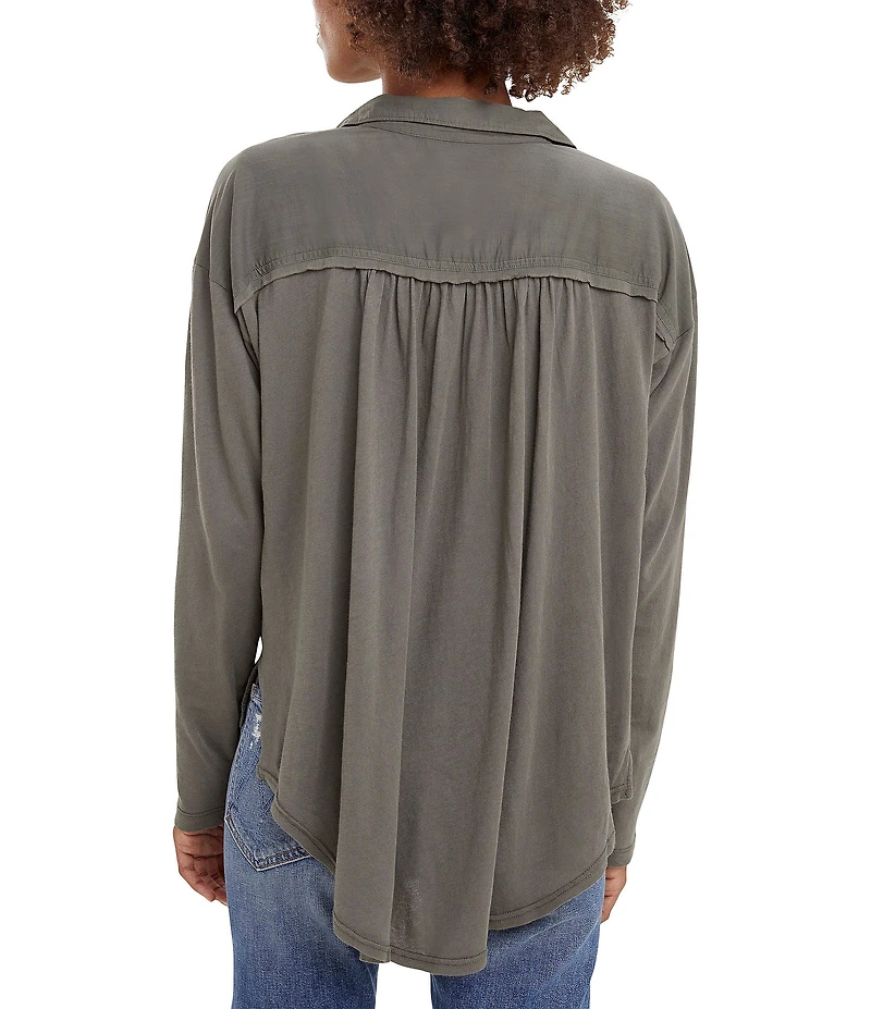 Splendid Paige Point Collar Button Front Long Sleeve Shirt