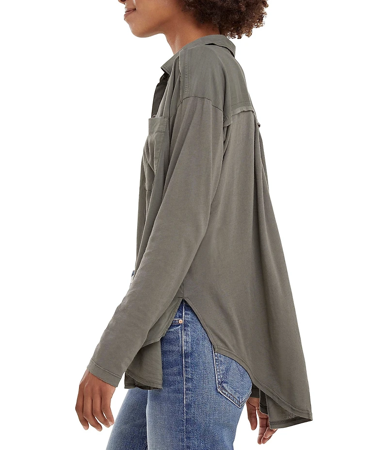 Splendid Paige Point Collar Button Front Long Sleeve Shirt