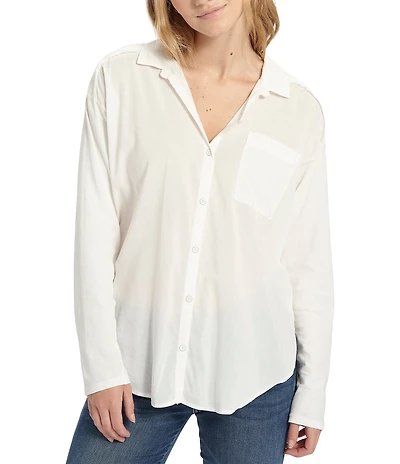 Splendid Paige Point Collar Button Front Long Sleeve Shirt