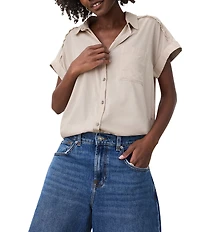 Splendid Paige Point Collar Short Sleeve Shirt