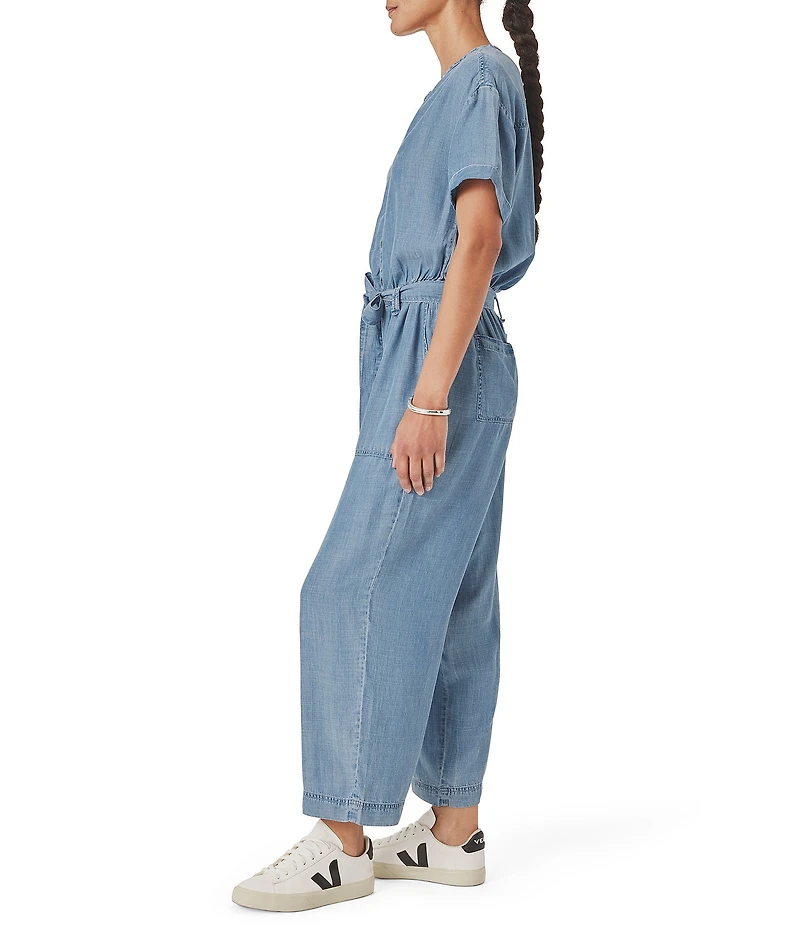 Splendid Rayanne Lyocell V-Neck Short Sleeve Pull-On Belted Jumpsuit