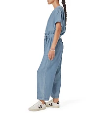 Splendid Rayanne Lyocell V-Neck Short Sleeve Pull-On Belted Jumpsuit