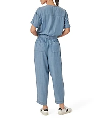 Splendid Rayanne Lyocell V-Neck Short Sleeve Pull-On Belted Jumpsuit