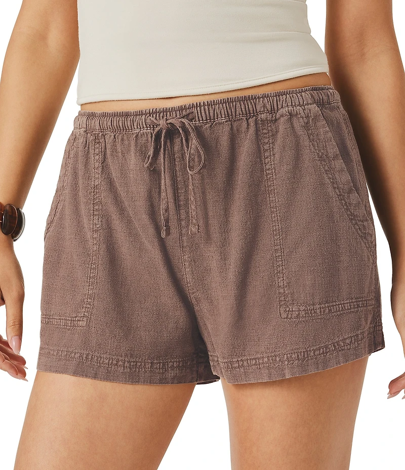 Splendid Rosalie Linen Blend Mid Rise Pull-On Shorts