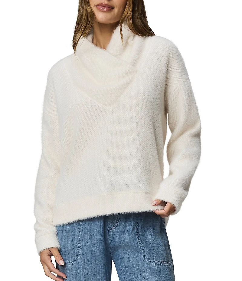 Splendid Rowan Fuzzy Knit Cowl Neck Long Sleeve Top