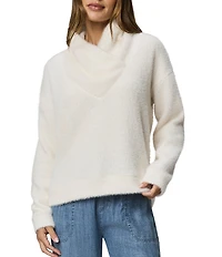 Splendid Rowan Fuzzy Knit Cowl Neck Long Sleeve Top