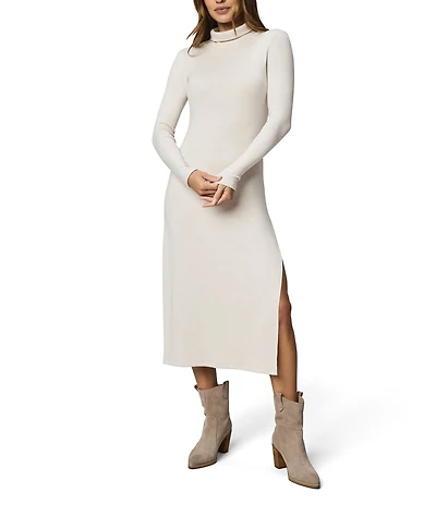 Splendid Rylee Stretch Knit Turtleneck Long Sleeve Midi Dress