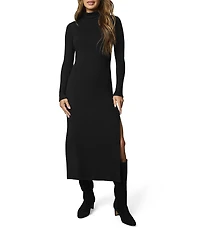 Splendid Rylee Stretch Knit Turtleneck Long Sleeve Midi Dress