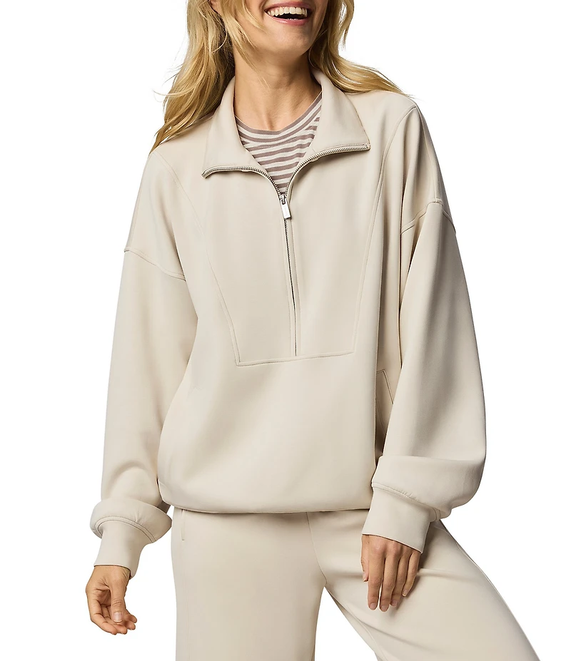 Splendid Scuba Soft Stretch Knit Mock Neck Long Sleeve Top