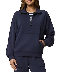 Splendid Scuba Soft Stretch Knit Zip Up Long Sleeve Pullover